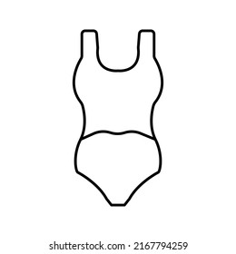 Women's swimsuit drawn with a contour line color editable