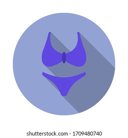 Icono de la sombra larga plana de traje de baño de mujer. Simple vector de color de iconos de verano para ui y ux, sitio web o aplicación móvil