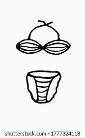 Women's swimsuit for swimming on the beach, in the pool and sunbathing. Bikini thin line icon, swimming suit sign on white background, women swimsuit icon in outline style for mobile concept and web