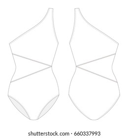 Women's swimsuit. Technical drawing. Beach clothes. Vector illustration