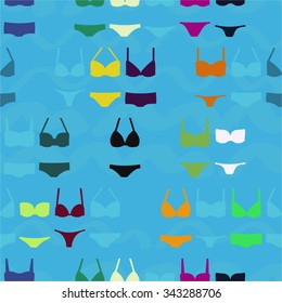 Women's swimsuit vector seamless background