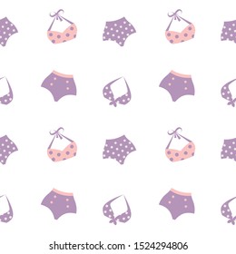 Women's swimsuits. Pattern seamless on the white background. Vector