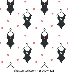 Women's swimsuits. Pattern seamless on the white background. Vector