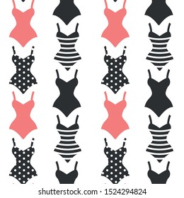 Women's swimsuits. Pattern seamless on the white background. Vector