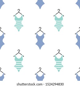 Women's swimsuits. Pattern seamless on the white background. Vector