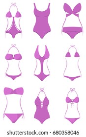 Women's swimsuits set vector illustration eps 10