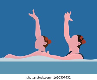 Women's synchronized swimming. Vector illustration