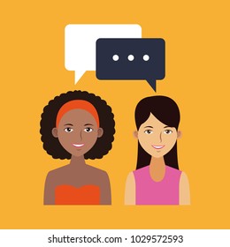 Womens with talking bubbles