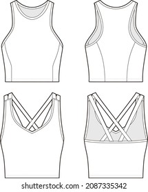 Women's tank top fashion vector sketch, Apparel template