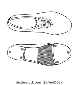 Women's tap dance shoe with tap surfaces vector illustration, women's formal leather shoes hand-drawn collection, doodle vector sketch illustration.