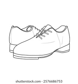 Women's tap dance shoe with tap surfaces vector illustration, women's formal leather shoes hand-drawn collection, doodle vector sketch illustration. Front, side, and back views.