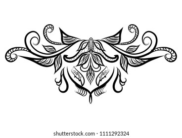 Women's tatoo with jewelry and barocco decorativ floral element. 
