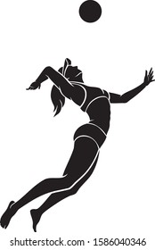 Women's Team Volleyball, Jump Service Silhouette