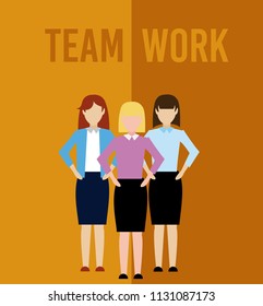 womens teamwork cartoon