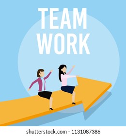 womens teamwork cartoon