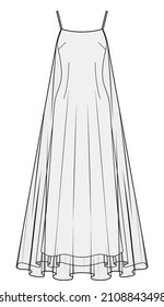 womens tent dress flat sketch vector illustration