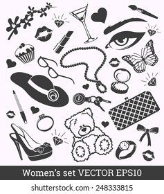Women's things vector graphic set
