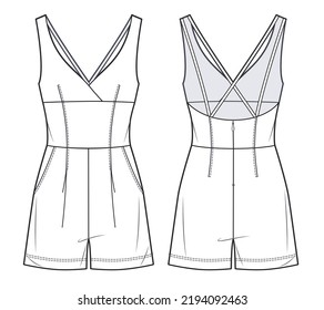 Womens Tight Jumpsuit Short Technical Drawing Stock Vector (Royalty ...