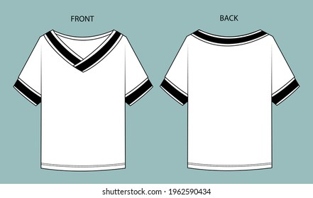 Women's Top Fashion Flat Sketch. top front and back view.