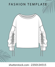 Women's Top . Women's Top Fashion Flat Sketch. 