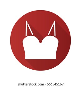 Women's top flat design long shadow glyph icon. Vector silhouette illustration