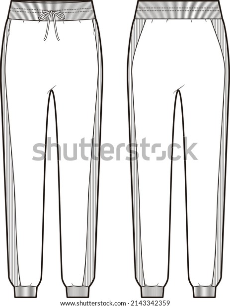 Women\'s Track-Pants fashion vector sketch,\
Apparel template