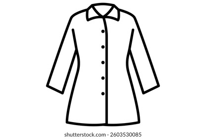Women's travel coats, Clothes simple line drawing icon in black and white, Vector Illustration