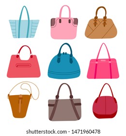 Women's trendy handbags vector illustration