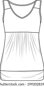 womens trendy  V neck sleeveless top sketch design vector