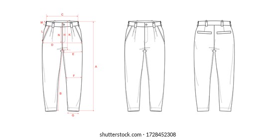 Womens Trousers Slanted Pockets Front Welt Stock Vector (Royalty Free ...