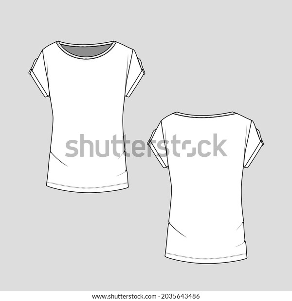 Womens Tshirt Boat Neck Short Sleeve Stock Vector (Royalty Free ...