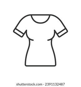 Women's T-shirt icon line design. Tshirt, icon, cotton, women's, casual, apparel, clothing vector illustrations. T-shirt illustration editable stroke icon.