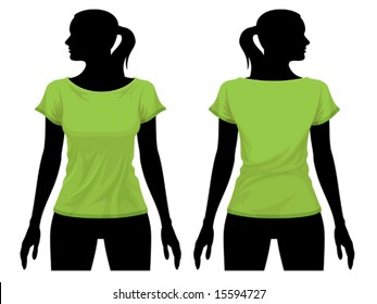 Women's t-shirt template with human body silhouette