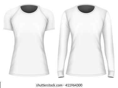 Women's t-shirts. Fully editable handmade mesh. Vector illustration.