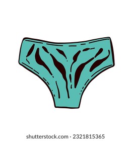 womens underpants silhouette vector. Briefs shorts with red hearts. Women's Clothing