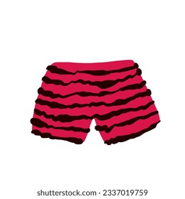 vector de silueta de calzoncillos para mujeres. Pantalones cortos con corazones rojos. Ropa de mujeres
