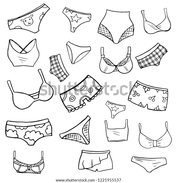 women's underwear is drawn in cartoon style. 