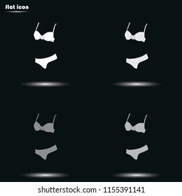 Women's underwear flat grayscale vector icon.