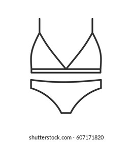 Women's underwear linear icon. Thin line illustration. Bra and panties contour symbol. Swimwear. Vector isolated outline drawing