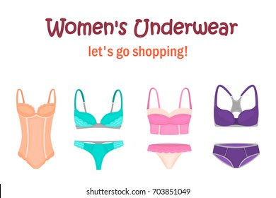 Women's underwear set for web and mobile design
