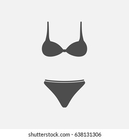 Women's underwear simple icon. Swimsuit. Monochrome illustration.