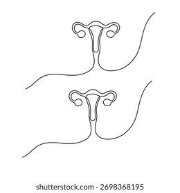 Icono del útero de las mujeres   Dibujo continuo de una línea de Ilustración vectorial de contorno