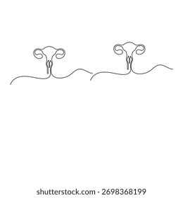 Womens uterus  icon   continuous one line drawing of outline vector illustration