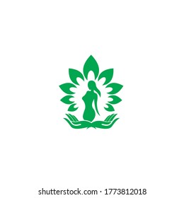 Women's vector design logo and hands symbolize protection for women
