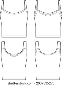 Women's vest top fashion vector sketch, Apparel template