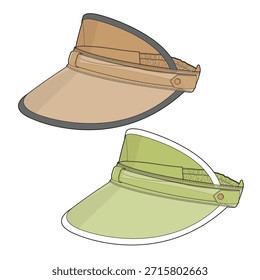 Womens visor cap mockup template vector design technical illustration.