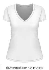 Women's v-neck t-shirt design template. Vector illustration.