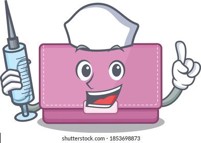 Womens wallet humble nurse mascot design with a syringe