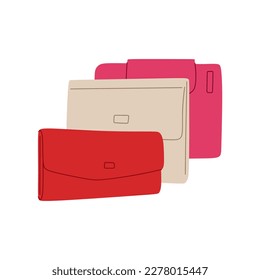 Women's Wallets, Handbag or Clutch Bag. Flat fashion wallet illustration. Vector illustration