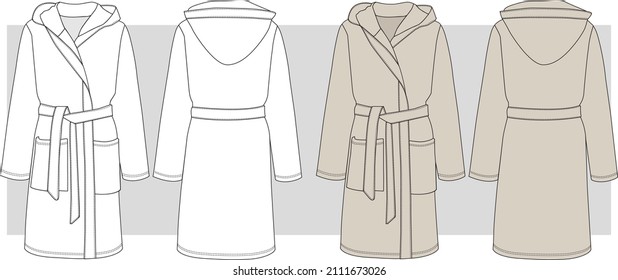 Esbozo plano de la chaqueta de invierno de armarios para mujeres